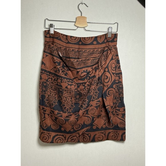 ANDERA JOVINE A Line Wrap Skirt Womens Sz: 10 Vintage Knee Linen Zip EUC - Picture 1 of 8